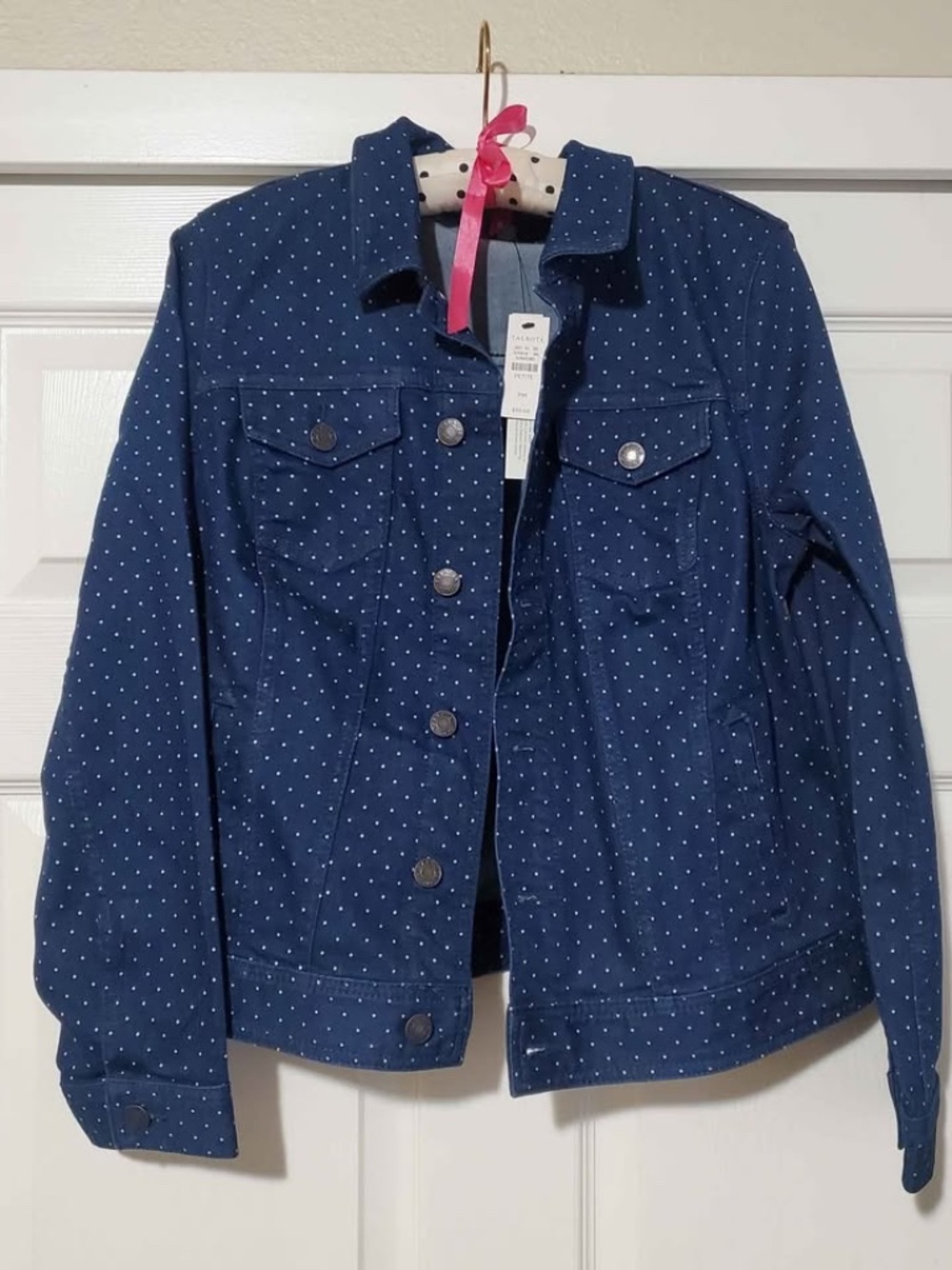 Talbots Denim Jacket with white polka dots - Picture 3 of 3